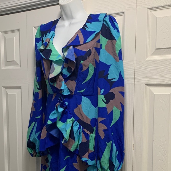 Fashion Nova Blue and Green Patterned Dress - Picture 3 of 5